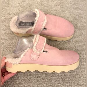Sorel Womens Size 11  Viibe Vintage Pink Suede Cozy Lined Clogs Mules Shoes